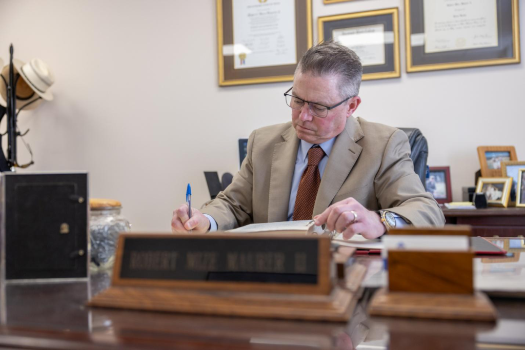 A lawyer in his office