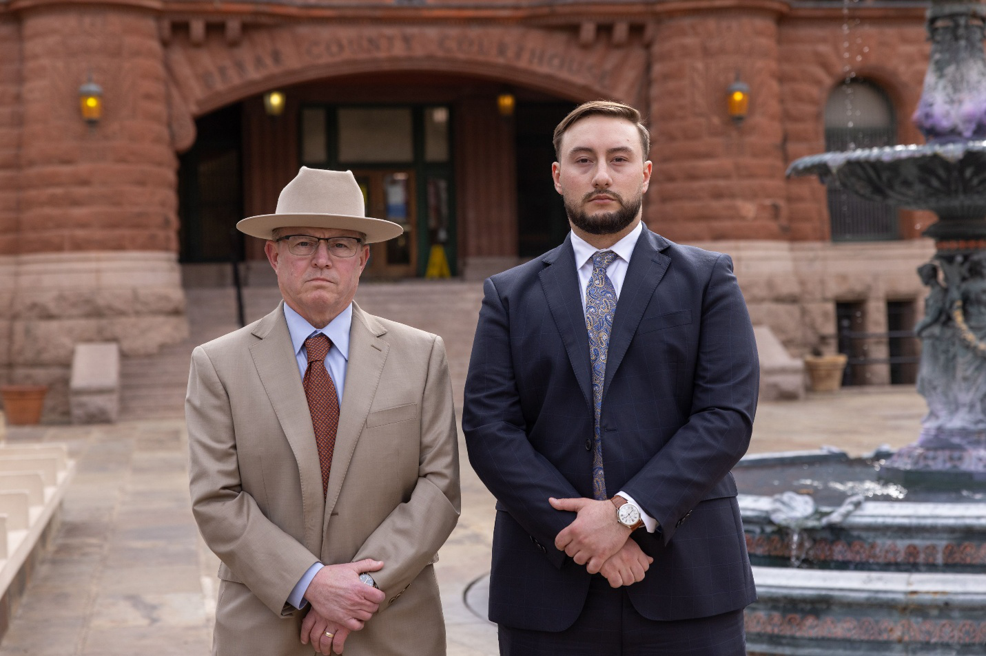 Two lawyers standing together