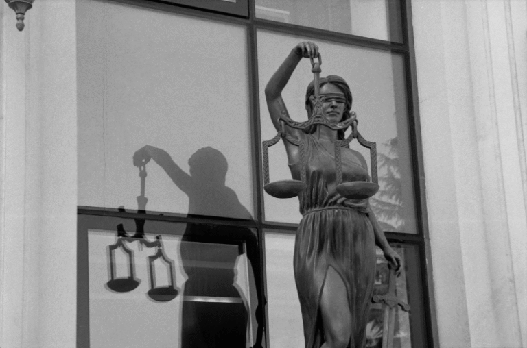 An image of a lady justice statue