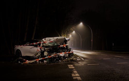 Car crash at night