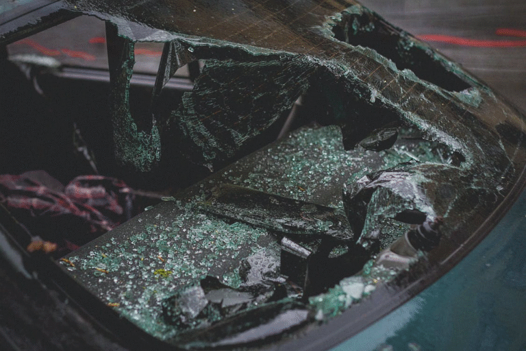A car accident at night.